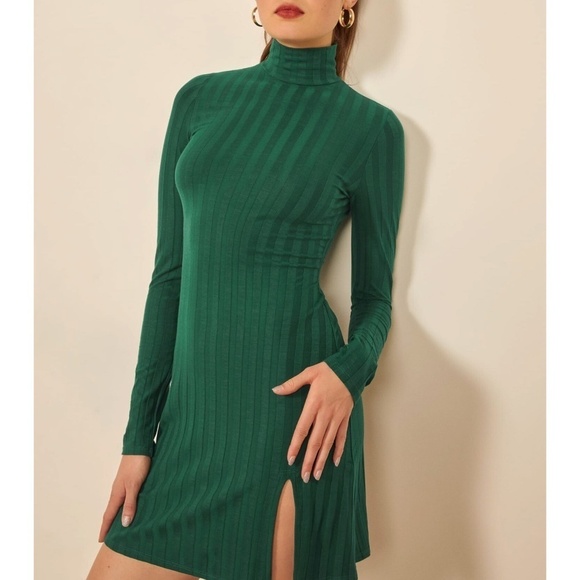 Reformation Dresses & Skirts - Last Chance! New Reformation Libra Tencel Ribbed Mockneck Dress Emerald Green XS